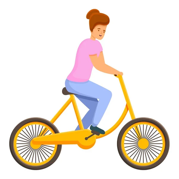 自転車に乗る時間アイコン、漫画のスタイル — ストックベクタ