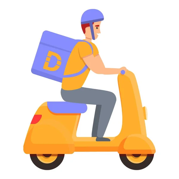 Scooter icono de entrega a domicilio, estilo de dibujos animados — Vector de stock