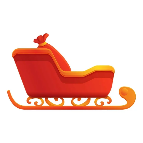 Ícone de trenó saco de Santa, estilo dos desenhos animados — Vetor de Stock