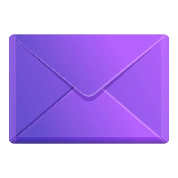Icône enveloppe violette, style dessin animé — Image vectorielle