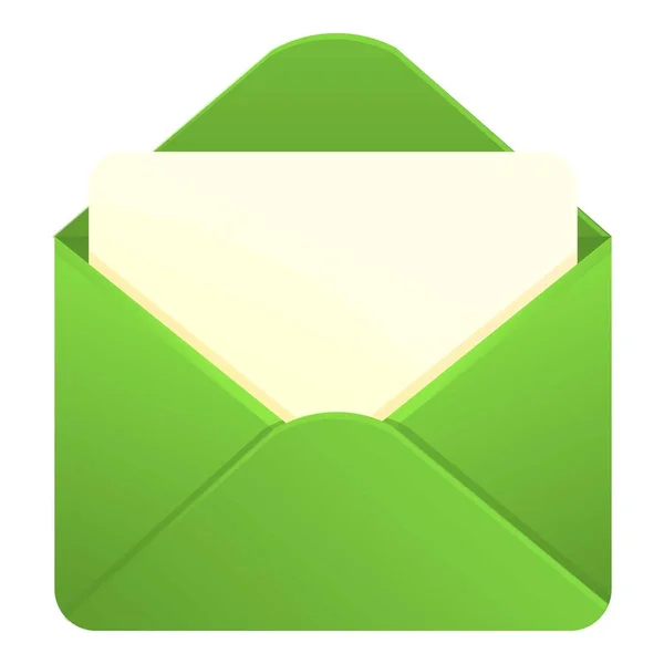 Icône enveloppe verte, style dessin animé — Image vectorielle
