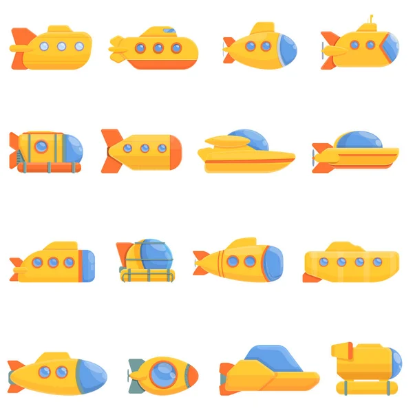 Set de iconos de Bathyscaphe, estilo de dibujos animados — Vector de stock