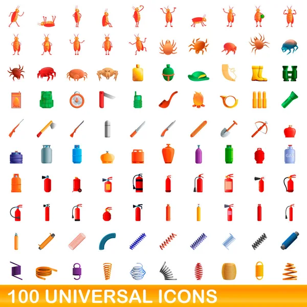 100 univerzális ikonok készlet, rajzfilm stílus — Stock Vector