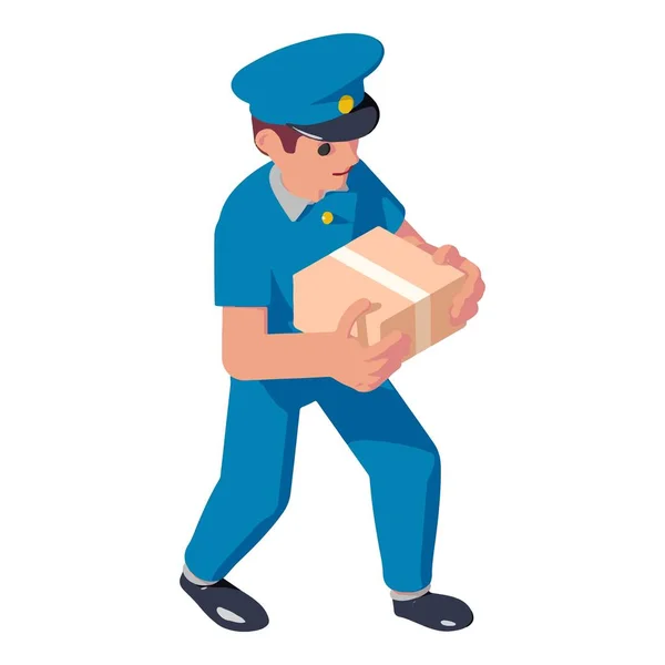 Postacı paket teslim simgesi, izometrik biçim — Stok Vektör
