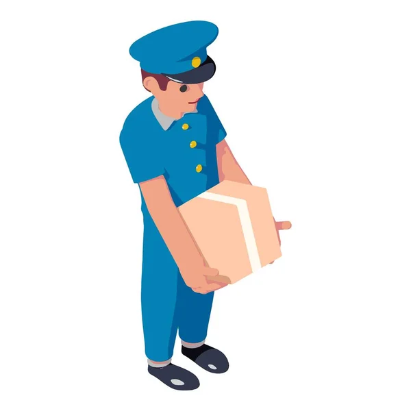 Postacı paket teslimat simgesi, izometrik biçim — Stok Vektör