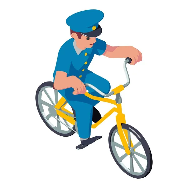 Postman ride bike icon, isometric style — Stock Vector