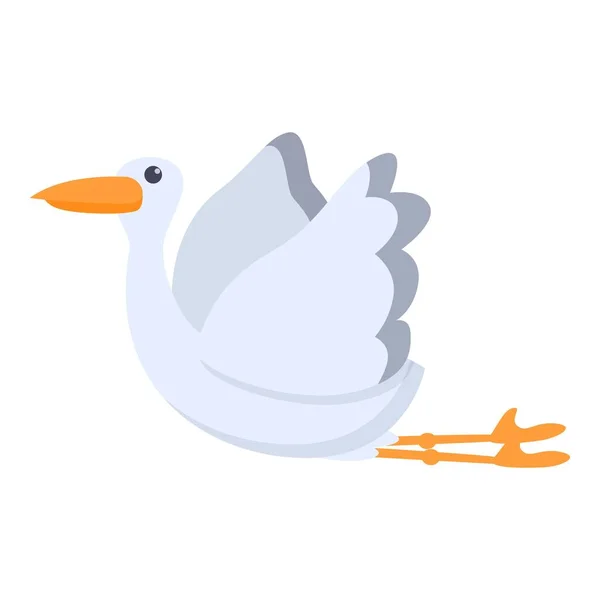 Jeune cigogne volant icône, style dessin animé — Image vectorielle
