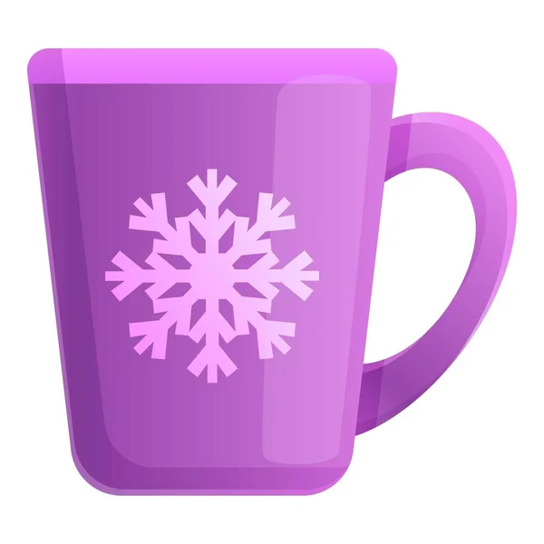 Taza con el icono del copo de nieve, estilo de dibujos animados — Vector de stock