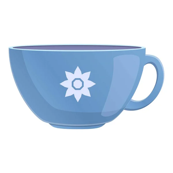 Icono de taza de flor, estilo de dibujos animados — Vector de stock