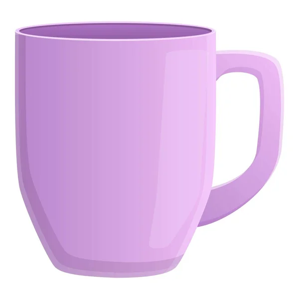 Фіолетовий кухоль значок, мультиплікаційний стиль — стоковий вектор