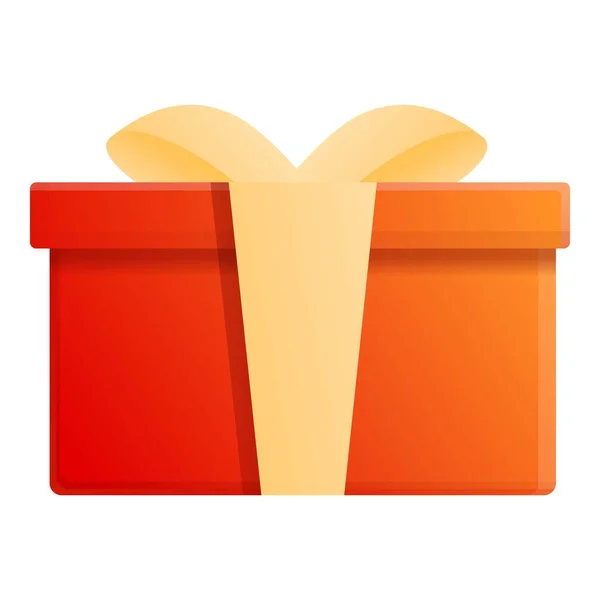 Rotes Geschenk-Box-Symbol, Cartoon-Stil — Stockvektor