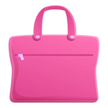 Girl pink laptop bag icon, cartoon style clipart