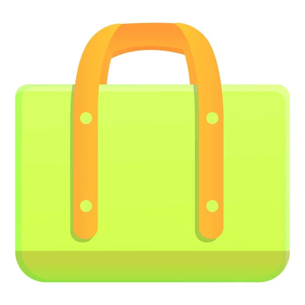 Icona della borsa del computer portatile tessile, stile cartone animato — Vettoriale Stock