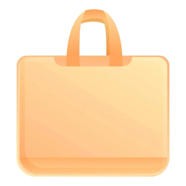 Icona della borsa del computer portatile marrone, stile cartone animato — Vettoriale Stock