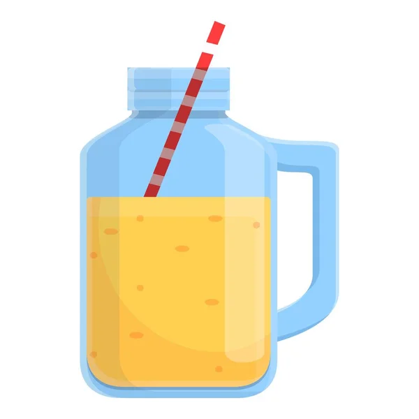 Summer party smoothie jar icon, cartoon style — Stock Vector