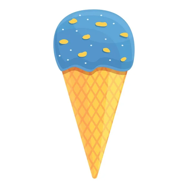 Cône de crème glacée de fête d'été icône, style dessin animé — Image vectorielle