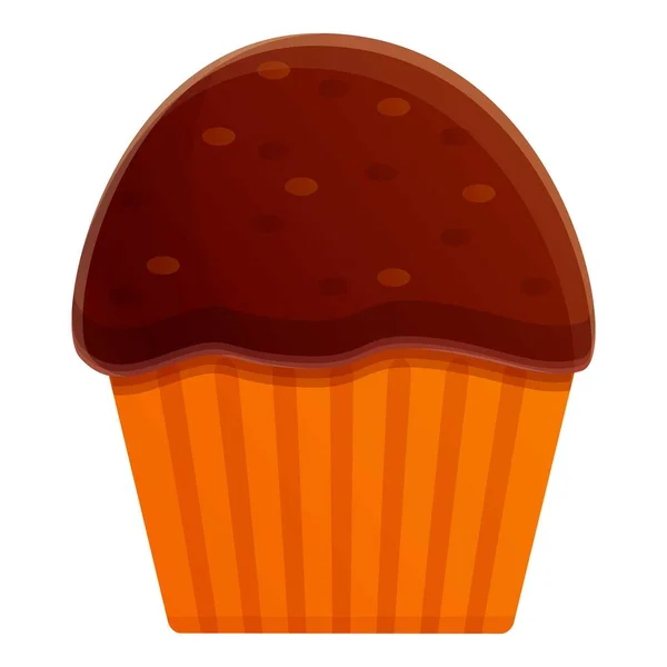 Fiesta de otoño de chocolate cupcake icono, estilo de dibujos animados — Vector de stock