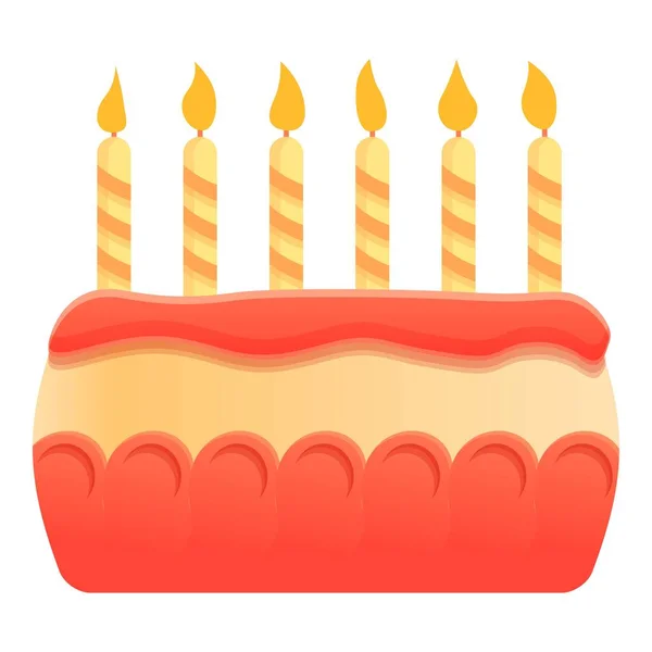 誕生日ケーキのアイコン、漫画のスタイル — ストックベクタ