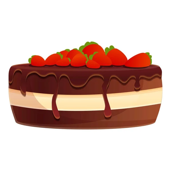 Strawberry tiramisu cake icon, cartoon style — Stock Vector