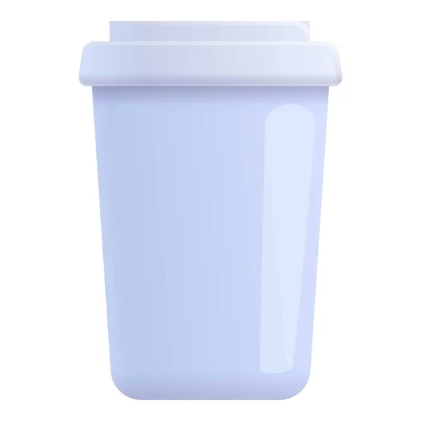 White plastic coffee cup icon, cartoon style — Stock Vector