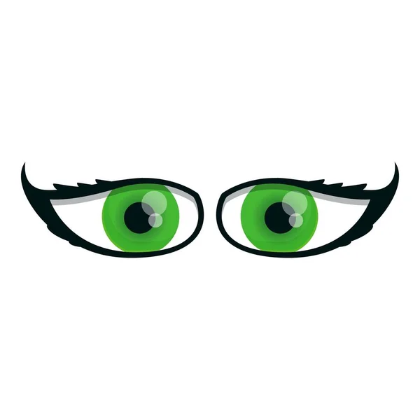Groene ogen pictogram, cartoon stijl — Stockvector