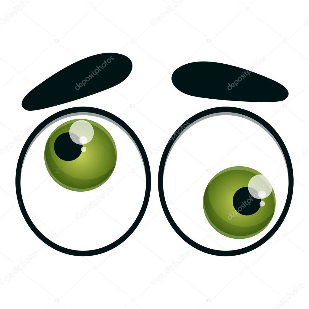 Crazy eyes icon, cartoon style