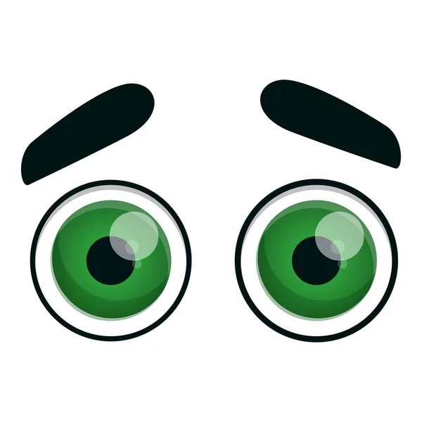 Icono de ojos verdes redondos, estilo de dibujos animados — Vector de stock