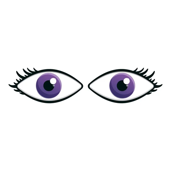 Donna occhi icona, stile cartone animato — Vettoriale Stock