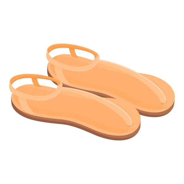 Icône sandales beige, style dessin animé — Image vectorielle