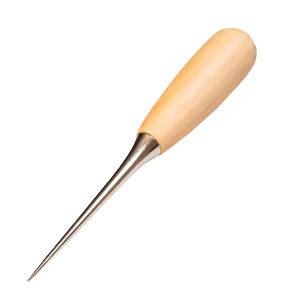 scratch awl with wooden handle cut out on white background