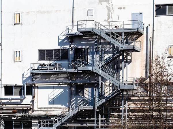 steel stairs of industrial building of factory