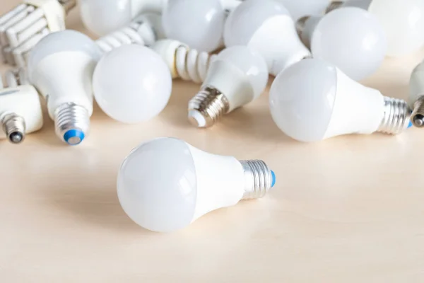 different LED bulb lights and energy-saving lamps