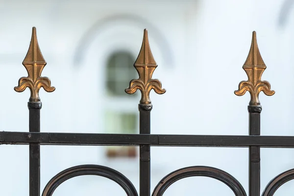 Black and gold decorative iron fence