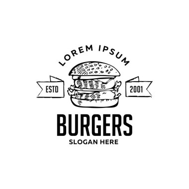 Burger düz simge tasarlamak metin işareti ile