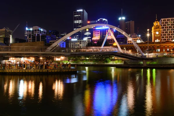 View Melbourne City Skyline Night Australia — Stock Photo, Image