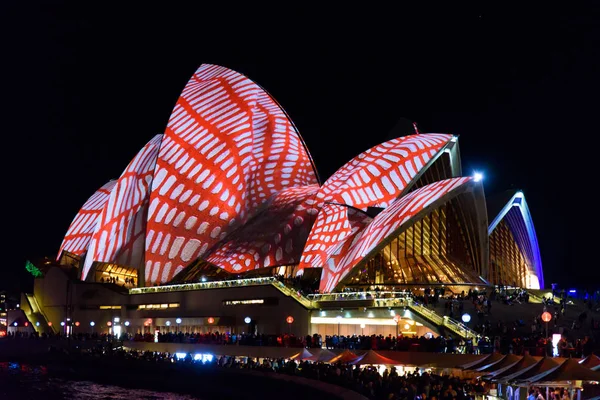 Vivid Sydney Festival Light Projection Colorful Patterns Sydney Opera House — Stock Photo, Image
