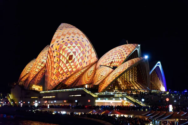 Vivid Sydney Festival Light Projection Colorful Patterns Sydney Opera House — Stock Photo, Image