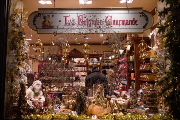 Winkel Van Kerstmis Items Brussel België — Stockfoto