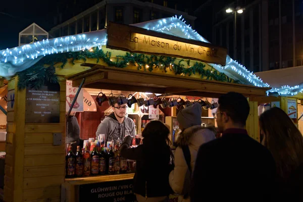 Vin Chaud Svařené Víno Stánek Roce 2018 Vánoční Trh Bruselu — Stock fotografie