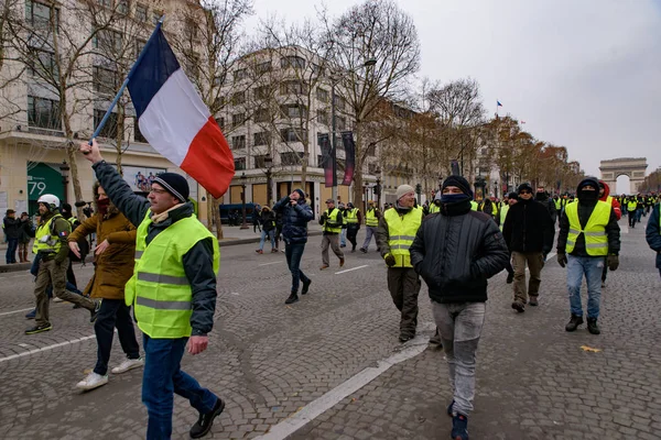 Żółtej Kamizelki Demonstracji Gilets Jaunes Protestujących Przeciw Podatku Paliw Rząd — Zdjęcie stockowe