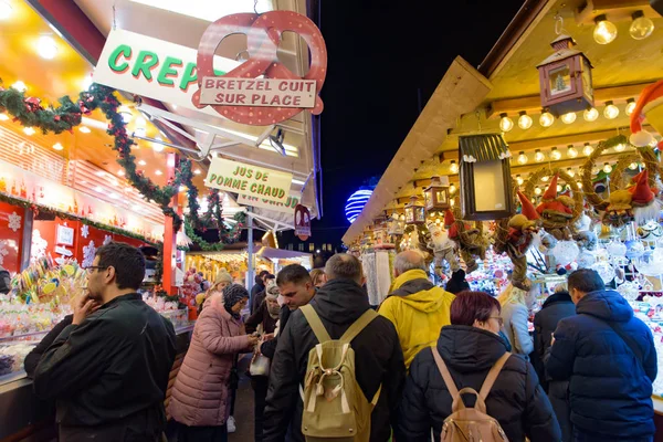 2018 Kerstmarkt Straatsburg Hoofdstad Noel Alsace Area Frankrijk — Stockfoto