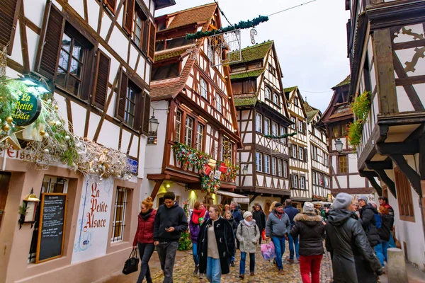 Weihnachtsdekoration Den Gebäuden Strasbourg Der Französischen Hauptstadt — Stockfoto