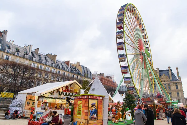 Roda Gigante Mercado Natal Tuileries Gardens Paris França — Fotografia de Stock