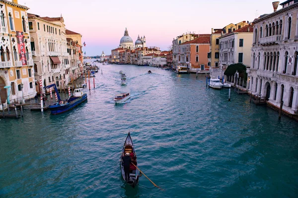 Grande Canal Com Santa Maria Della Saudação Pôr Sol Veneza — Fotografia de Stock