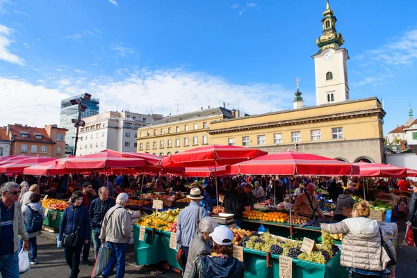 Dolac Market Mercado Agricultores Más Visitado Zagreb Croacia — Foto de Stock