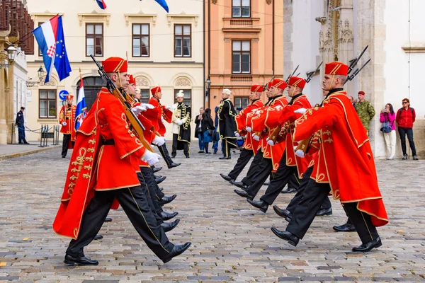 Changing Guard Ceremony Mark Square Zagreb Croatia — Stock Fotó