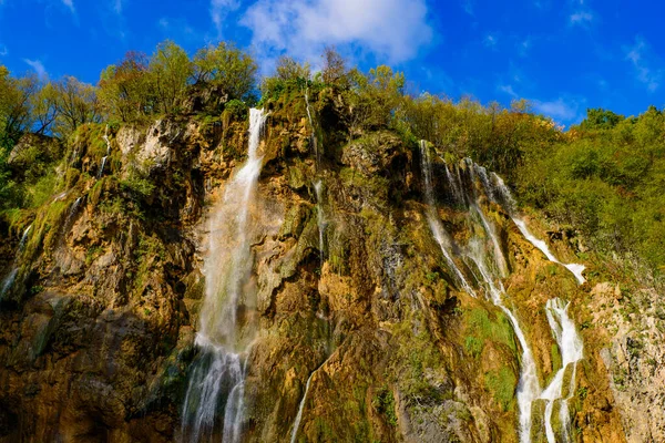 Grote Waterval Bij Benedenmeren Hoogste Waterval Nationaal Park Plitvice Meren — Stockfoto