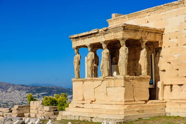 Portico Delle Vergini Portico Eretteo Acropoli Atene Grecia — Foto Stock
