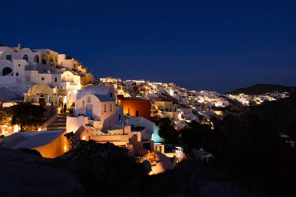 Vista Noturna Aldeia Oia Santorini Grécia — Fotografia de Stock