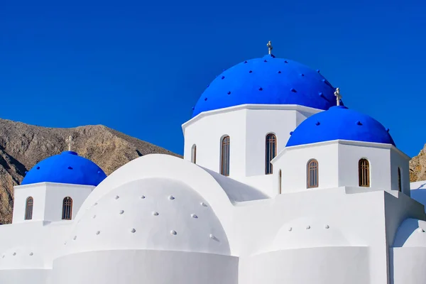 Blue Domed Church Santorini Greece — Stock Photo, Image